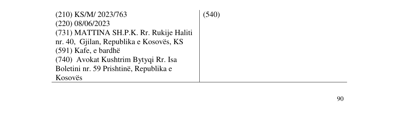 Zëri i markës MATTINA në buletin