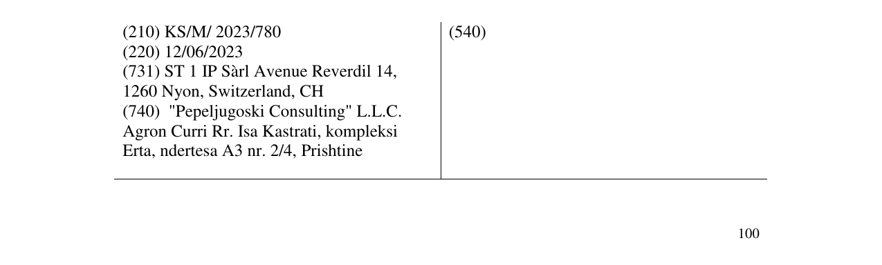 Zëri i markës ST 1 IP Sàrl në buletin