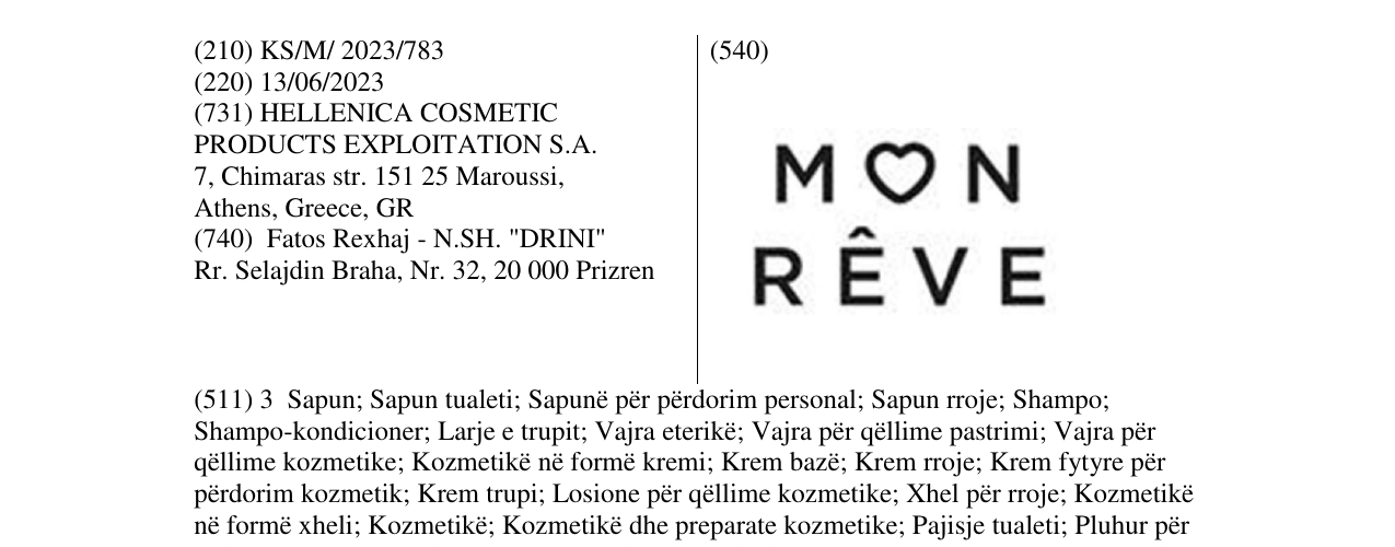 Zëri i markës MON REVE në buletin
