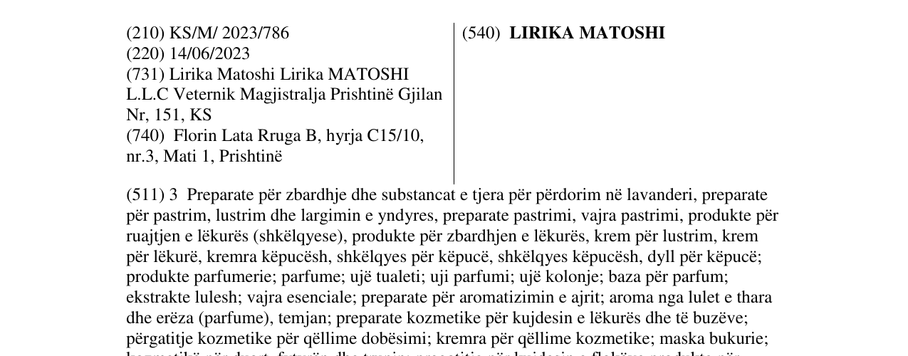 Zëri i markës LIRIKA MATOSHI në buletin