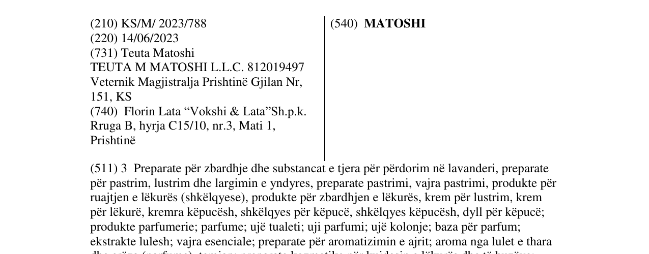 Zëri i markës MATOSHI në buletin