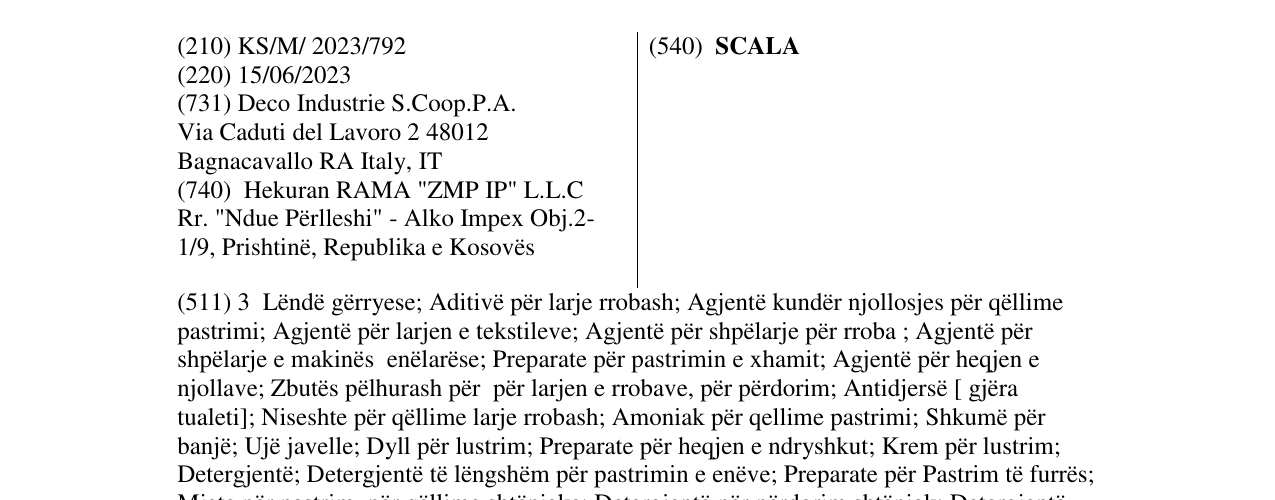 Zëri i markës SCALA në buletin