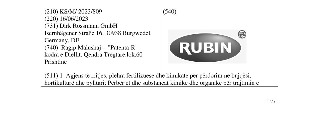 Zëri i markës RUBIN në buletin