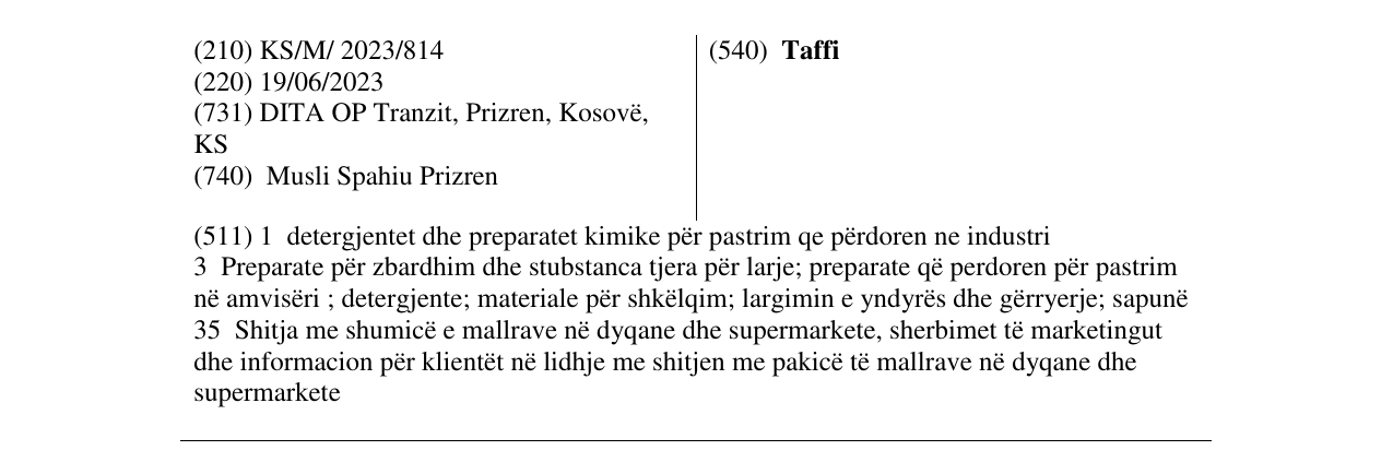Zëri i markës Taffi në buletin