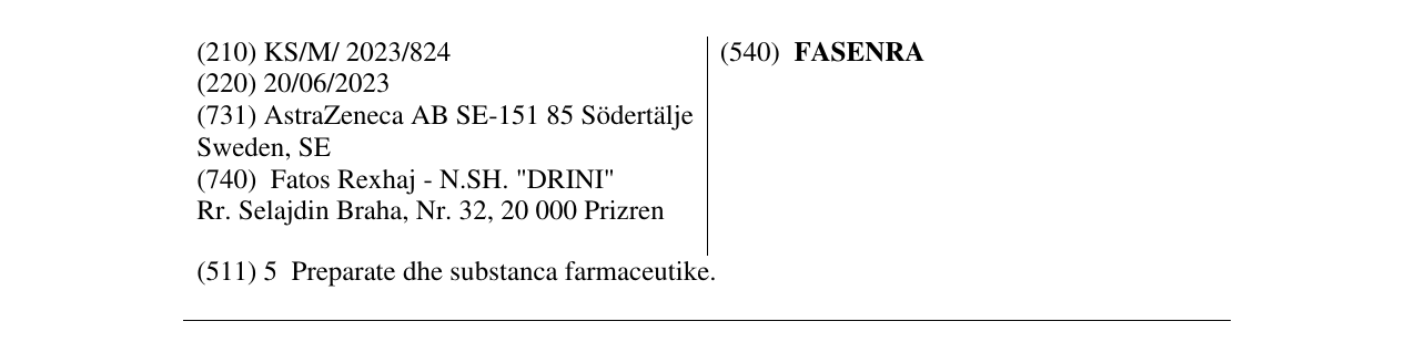 Zëri i markës FASENRA në buletin