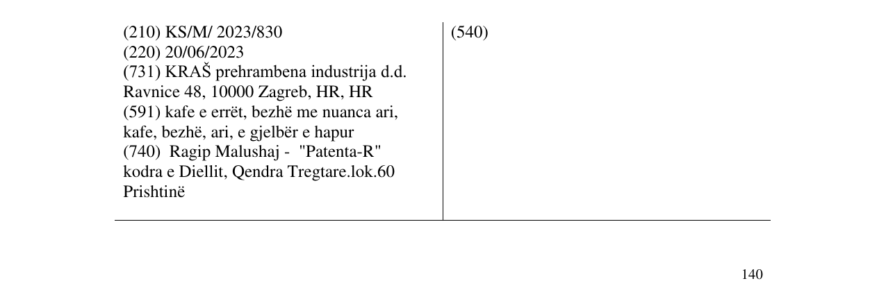 Zëri i markës BAJADERA në buletin