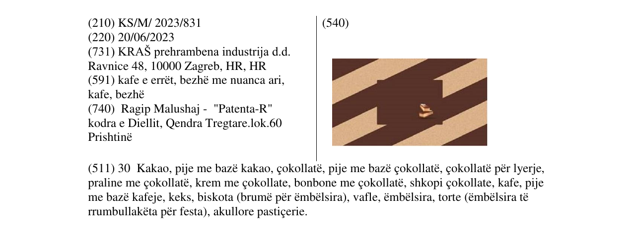 Zëri i markës BAJADERA në buletin
