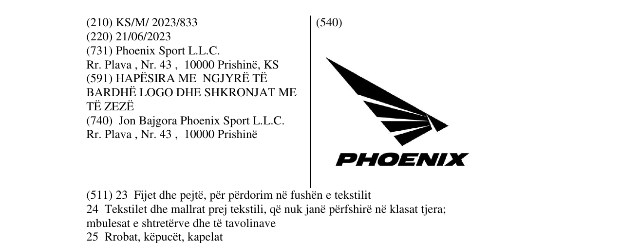 Zëri i markës PHOENIX në buletin