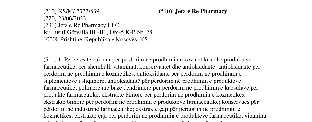 Zëri i markës Jeta e Re Pharmacy në buletin