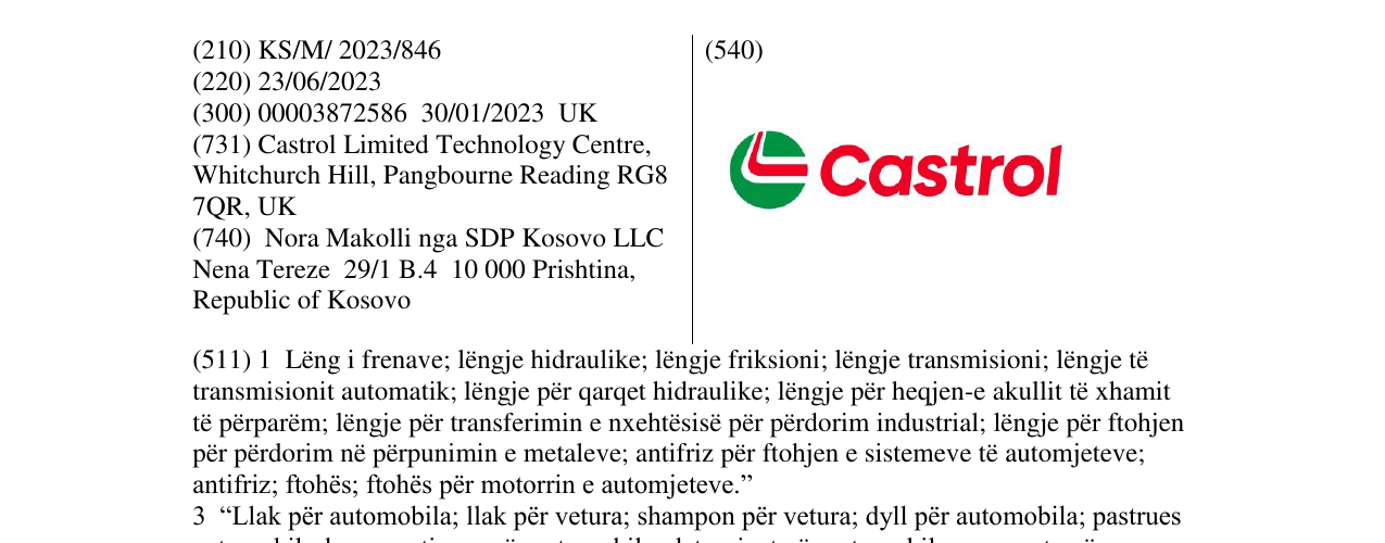 Zëri i markës castrol në buletin