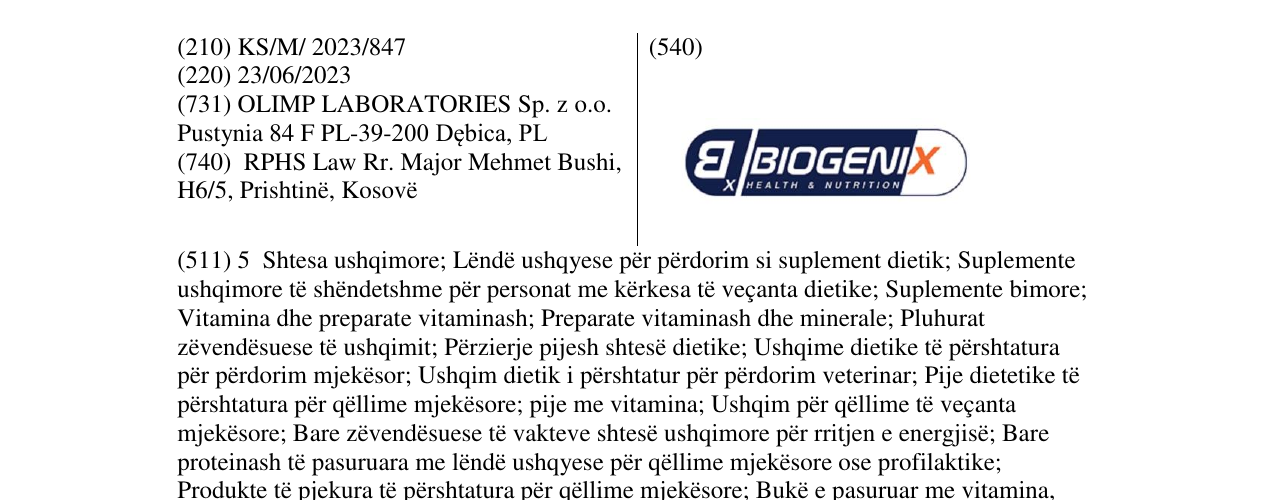 Zëri i markës BIOGENIX në buletin