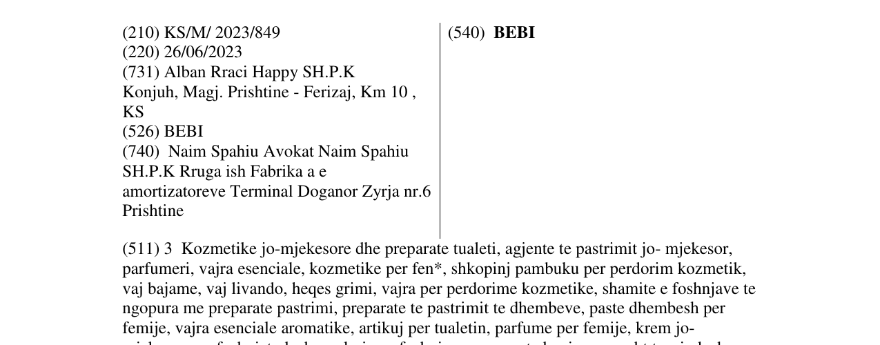 Zëri i markës BEBI në buletin