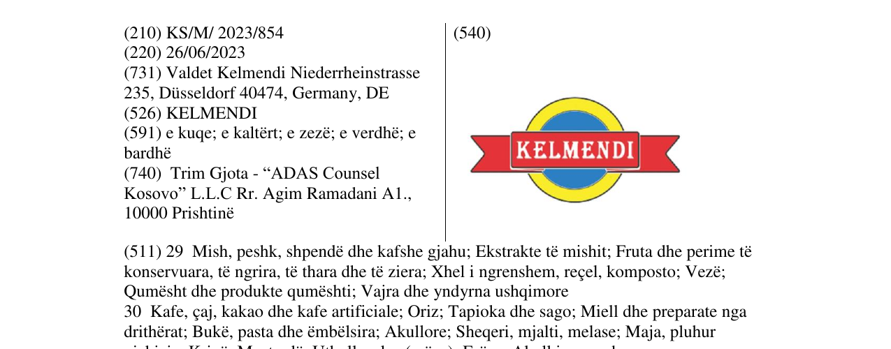 Zëri i markës KELMENDI në buletin