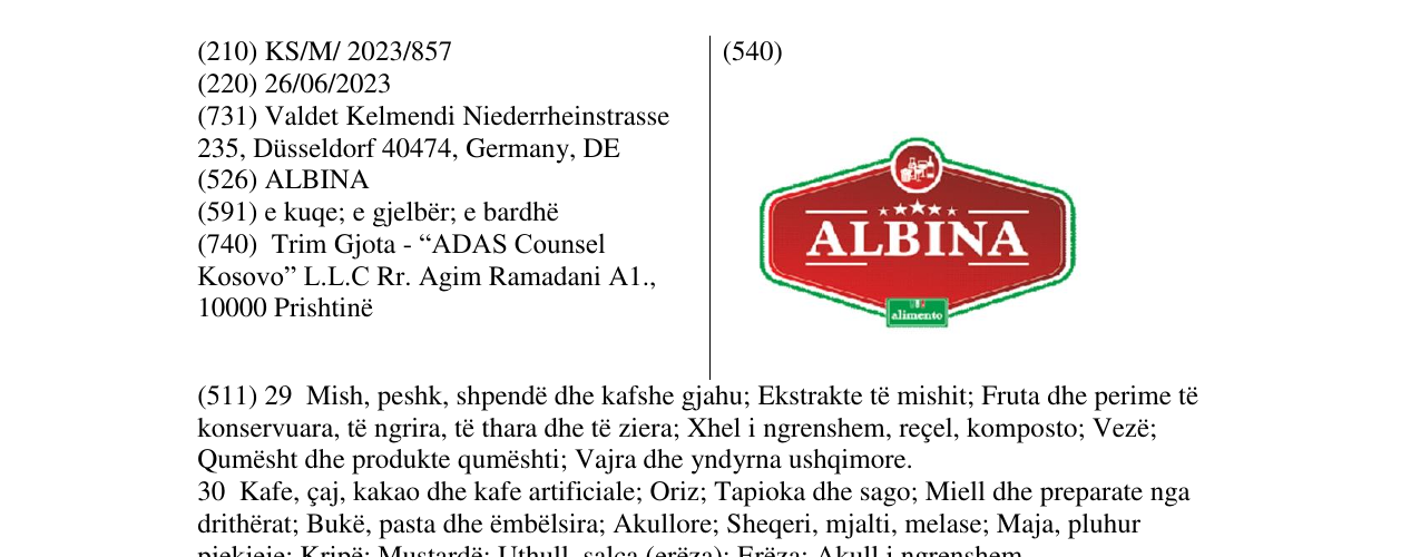 Zëri i markës ALBINA në buletin