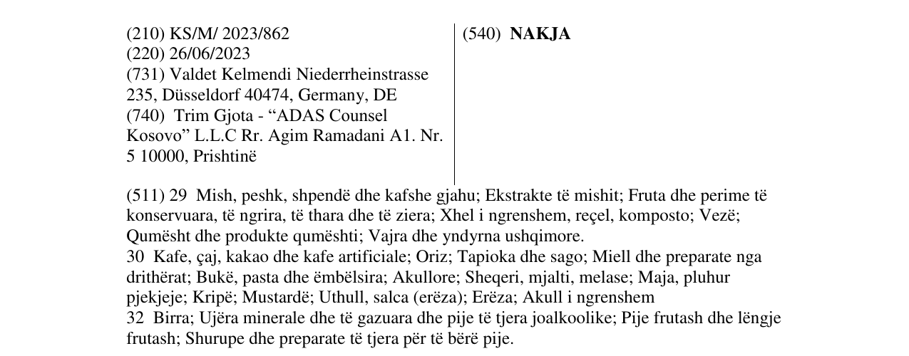 Zëri i markës NAKJA në buletin