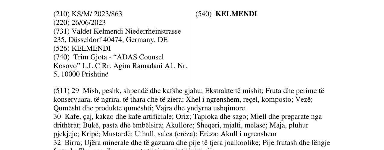 Zëri i markës KELMENDI në buletin