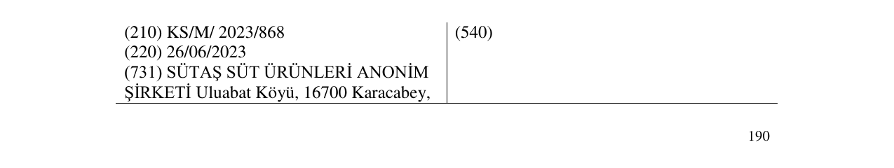 The entry of the trademark suzme in the bulletin