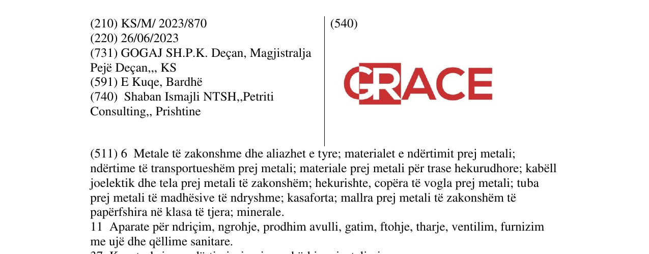 Zëri i markës GRACE në buletin