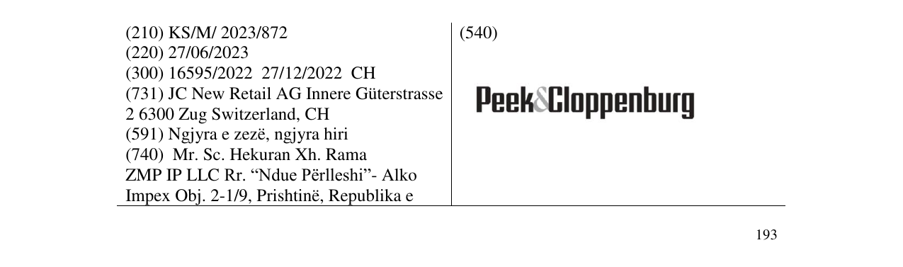 Zëri i markës Peek&Cloppenburg në buletin