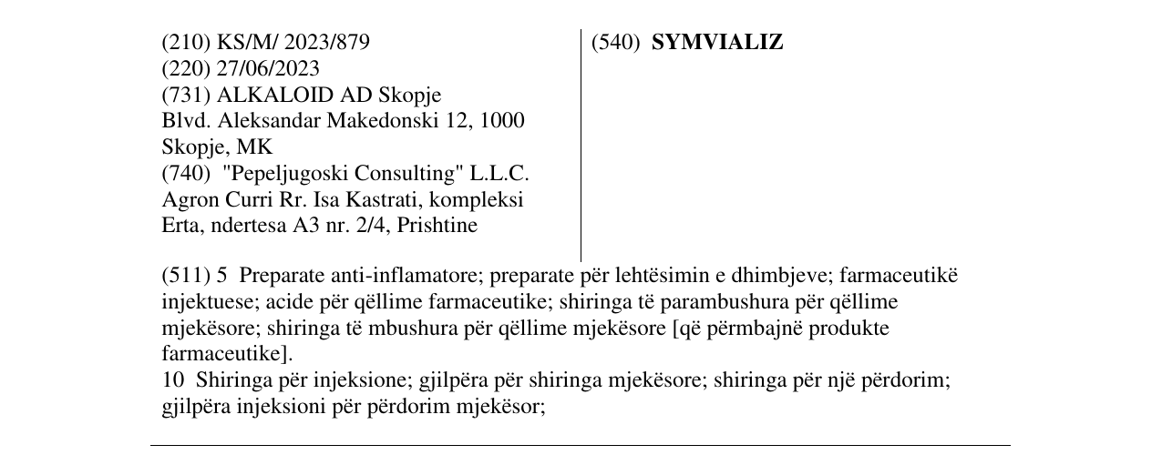 Zëri i markës SYMVIALIZ në buletin