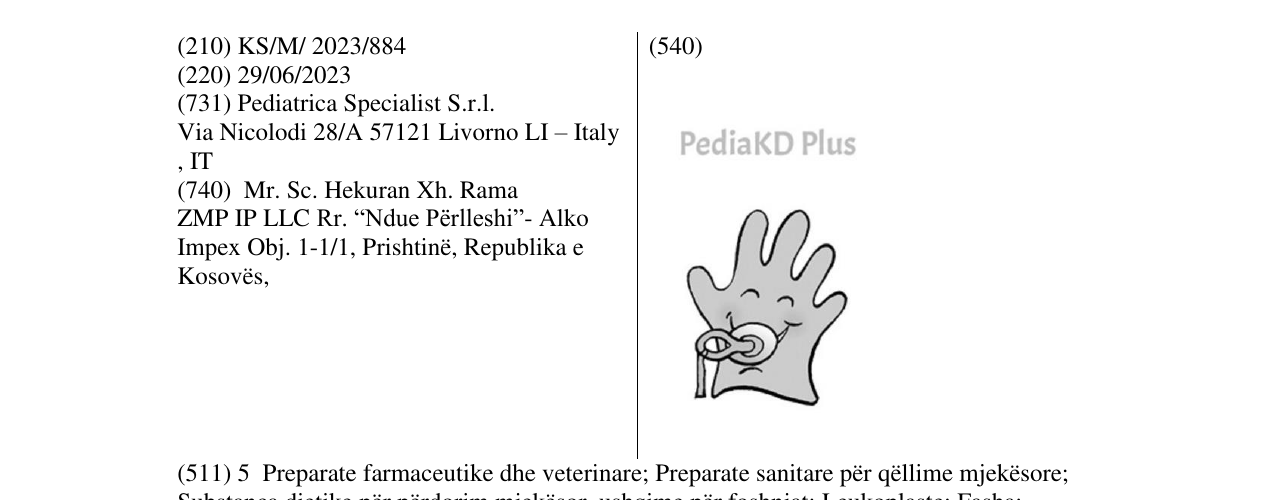 Zëri i markës Pedia KD Plus në buletin