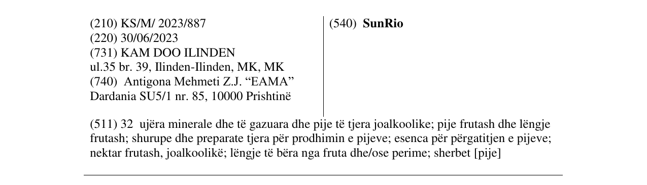 Zëri i markës SunRio në buletin