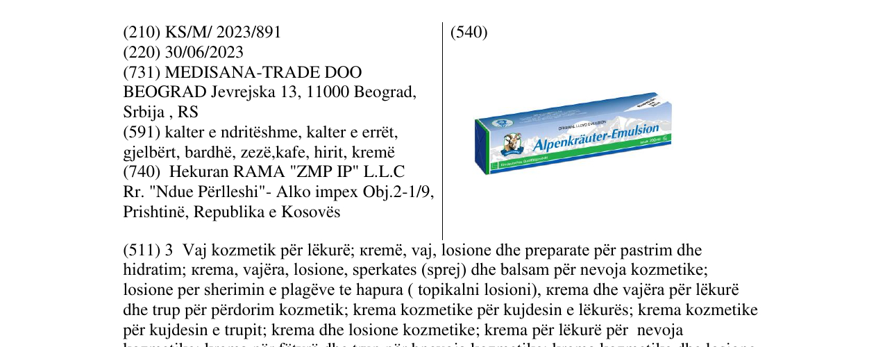 Zëri i markës Alpenkraft në buletin