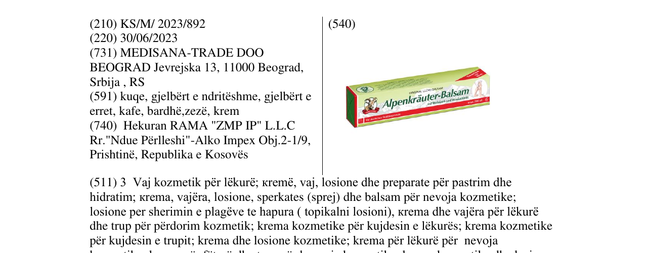 Zëri i markës alpenkrauter në buletin