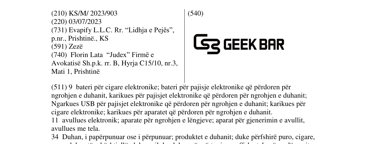 Zëri i markës GEEK BAR në buletin