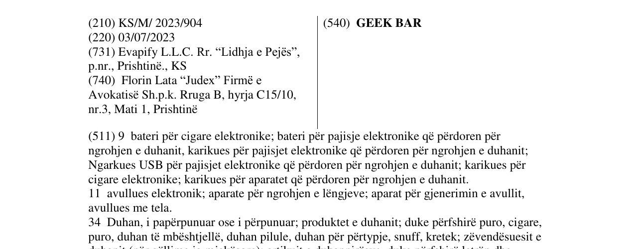 Zëri i markës GEEK BAR në buletin