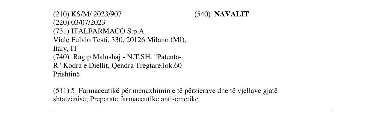 NAVALIT markasının bültendeki kaydı