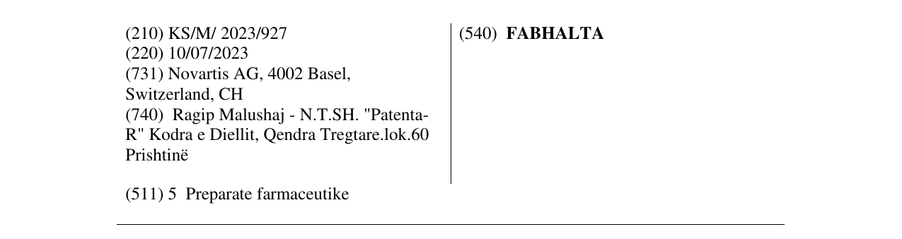 Zëri i markës FABHALTA në buletin