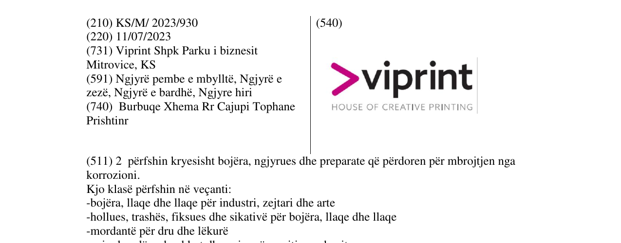 Zëri i markës VIPRINT në buletin