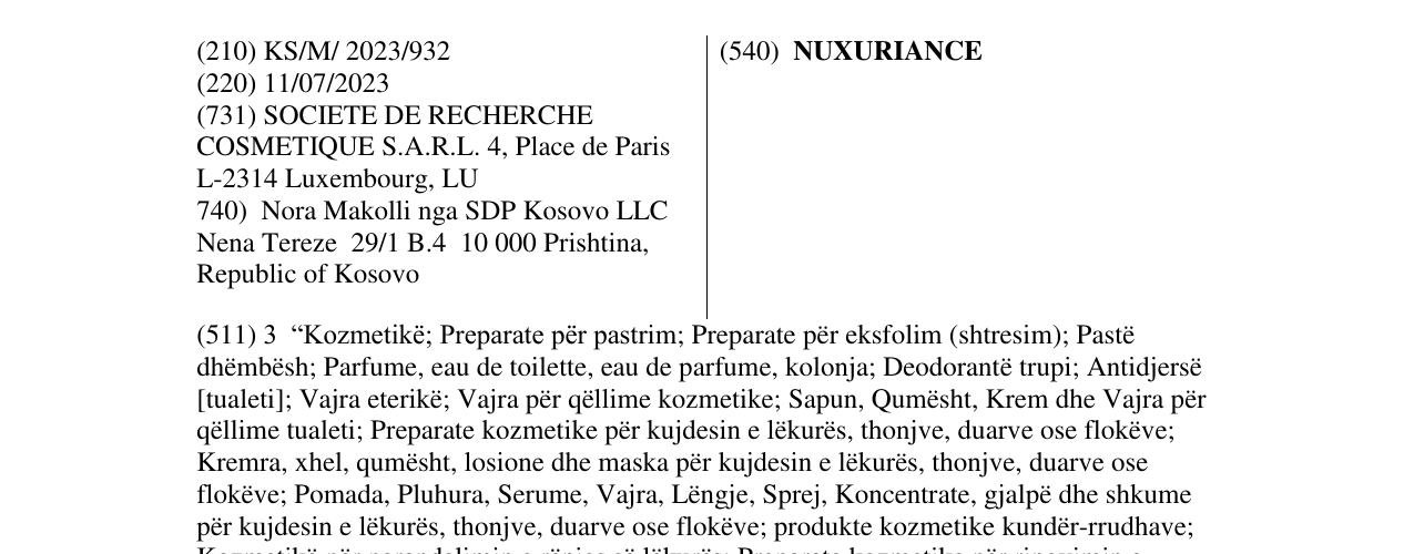 Zëri i markës NUXURIANCE në buletin