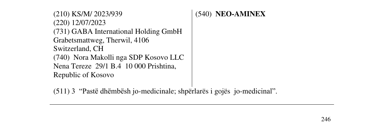 Zëri i markës NEO-AMINEX në buletin