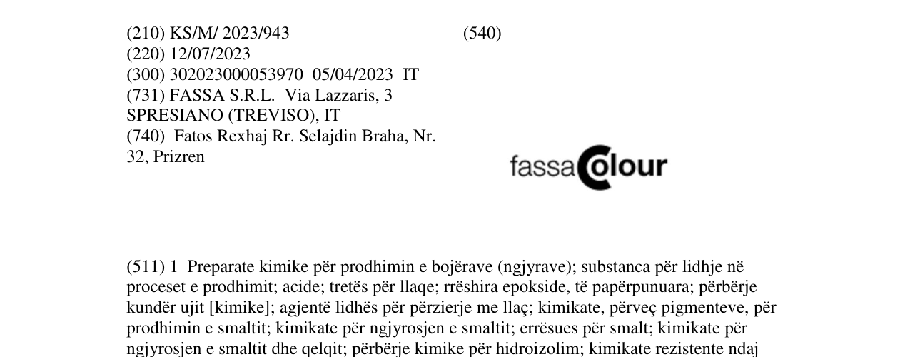 Zëri i markës fassa colour në buletin