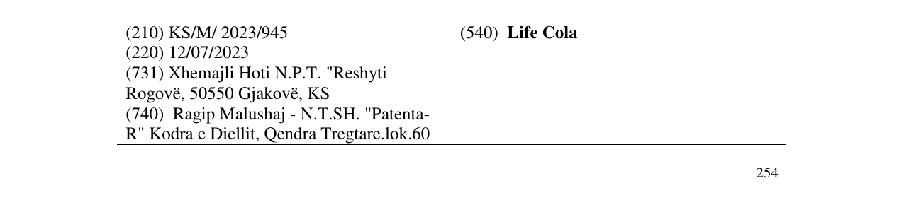 Zëri i markës Life Cola në buletin