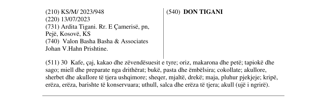 Zëri i markës DON TIGANI në buletin