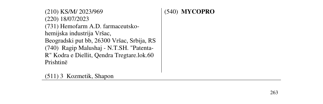 Zëri i markës MYCOPRO në buletin