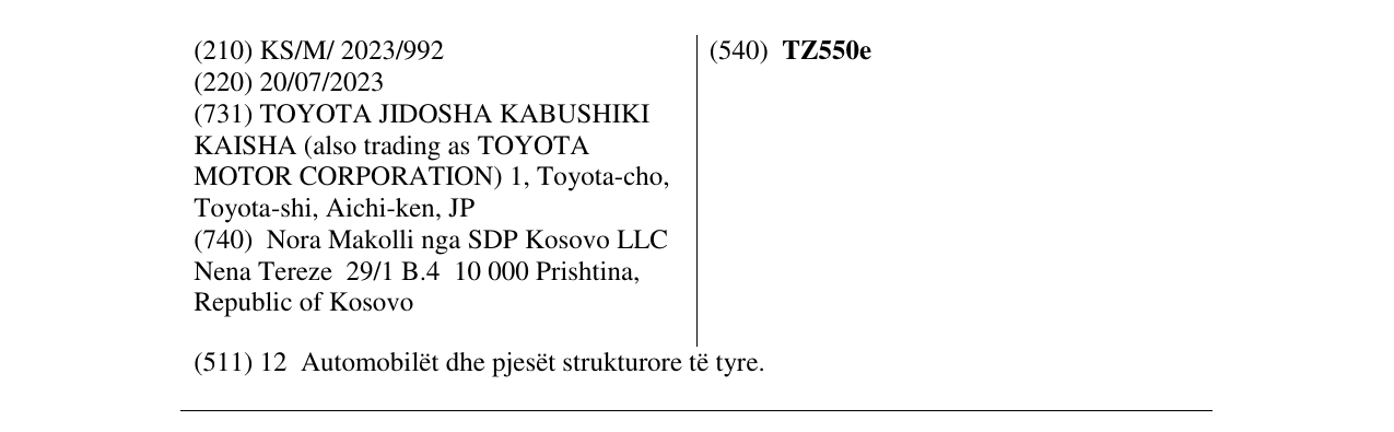 Zëri i markës TZ550e në buletin