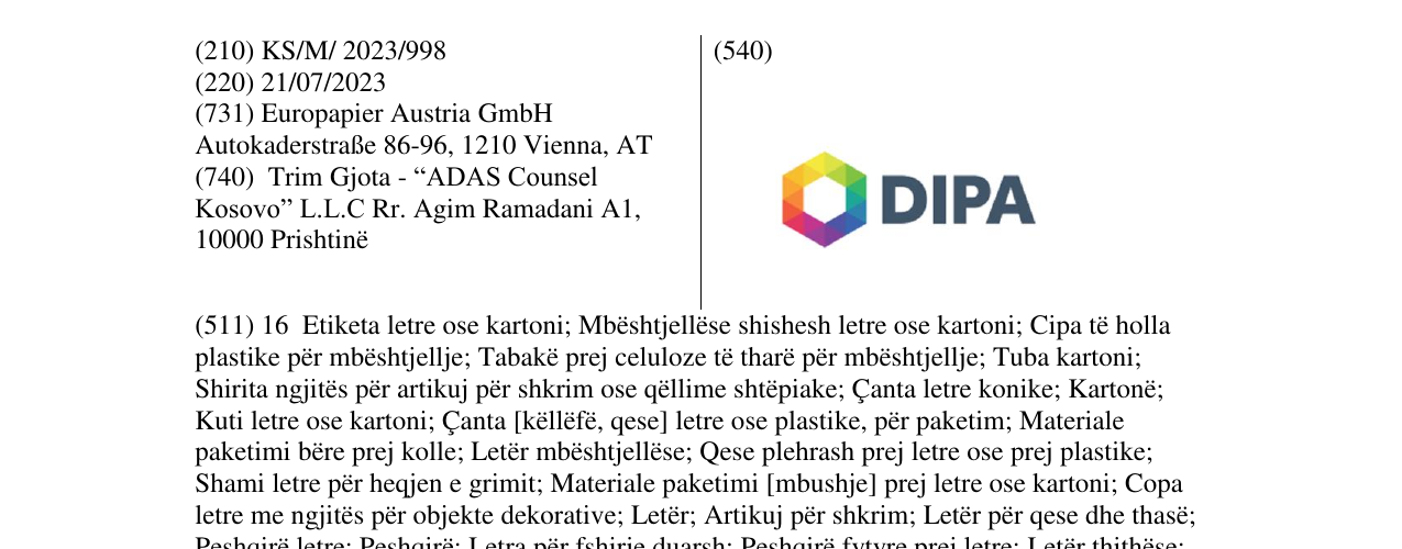 Zëri i markës DIPA në buletin