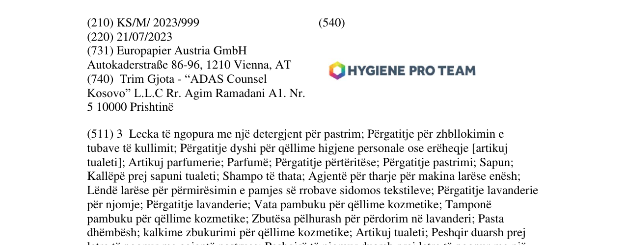 Zëri i markës HYGIENE PRO TEAM në buletin