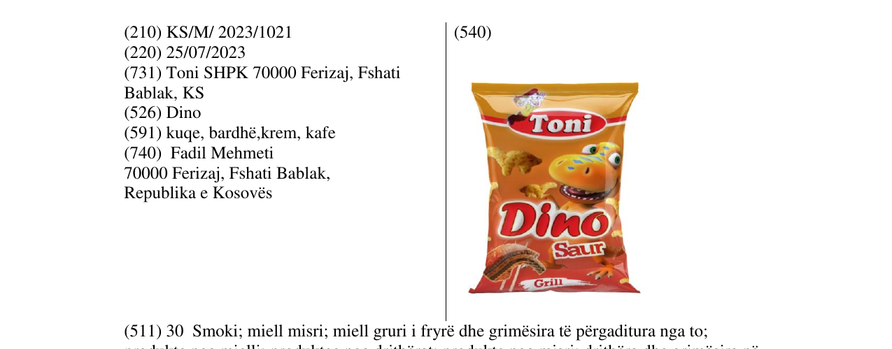 Zëri i markës toni dino në buletin