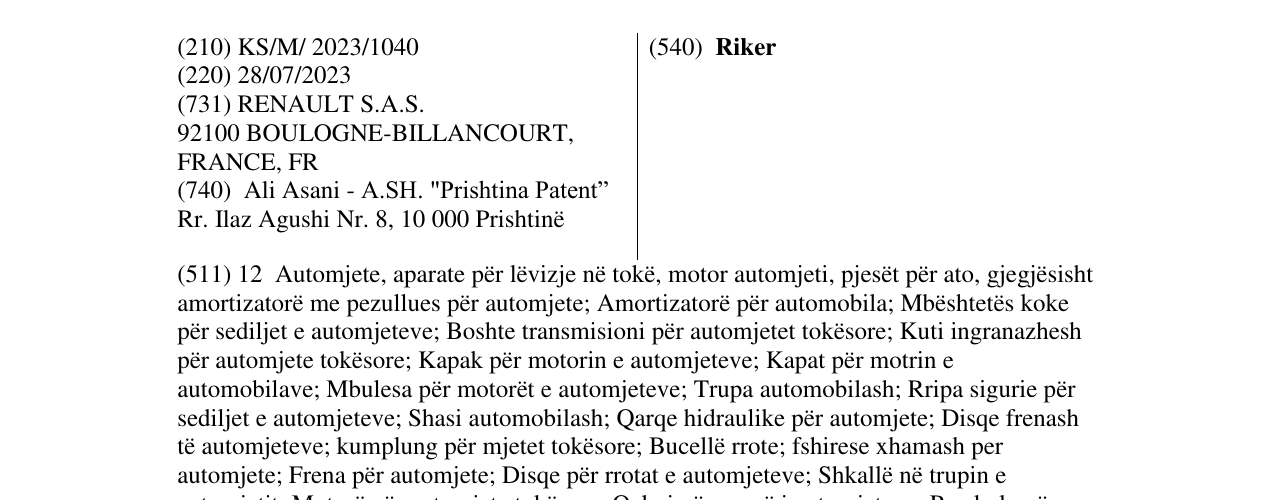 Zëri i markës Riker në buletin