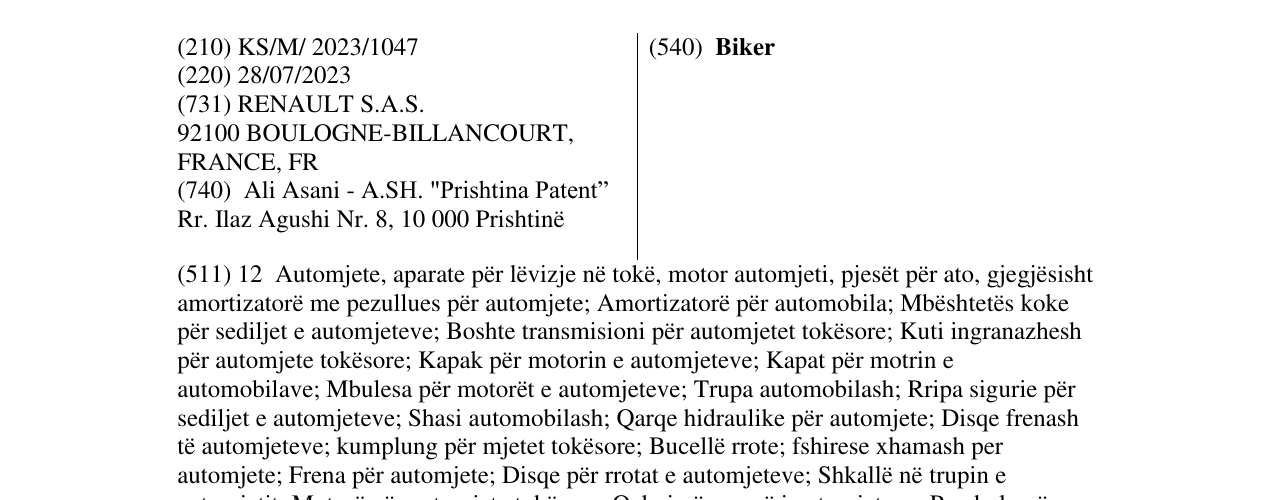 Zëri i markës Biker në buletin