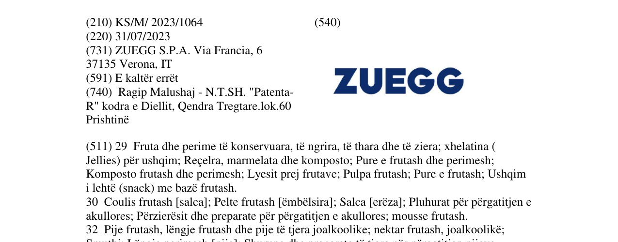 Zëri i markës ZUEGG në buletin