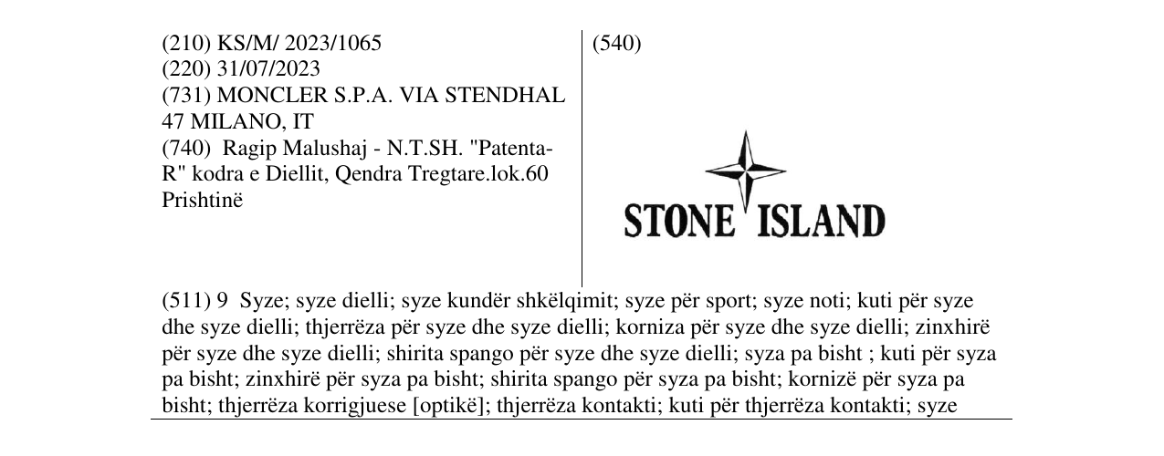 Zëri i markës STONE ISLAND në buletin