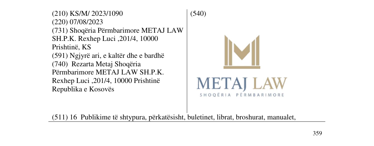 Zëri i markës METAJ LAW në buletin