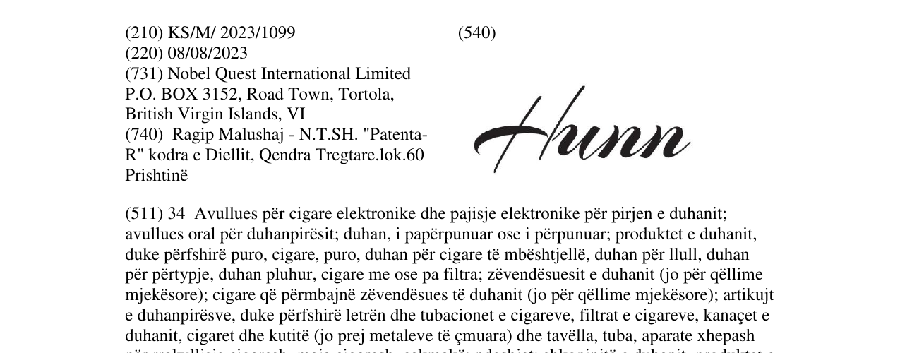 Zëri i markës HUNN në buletin