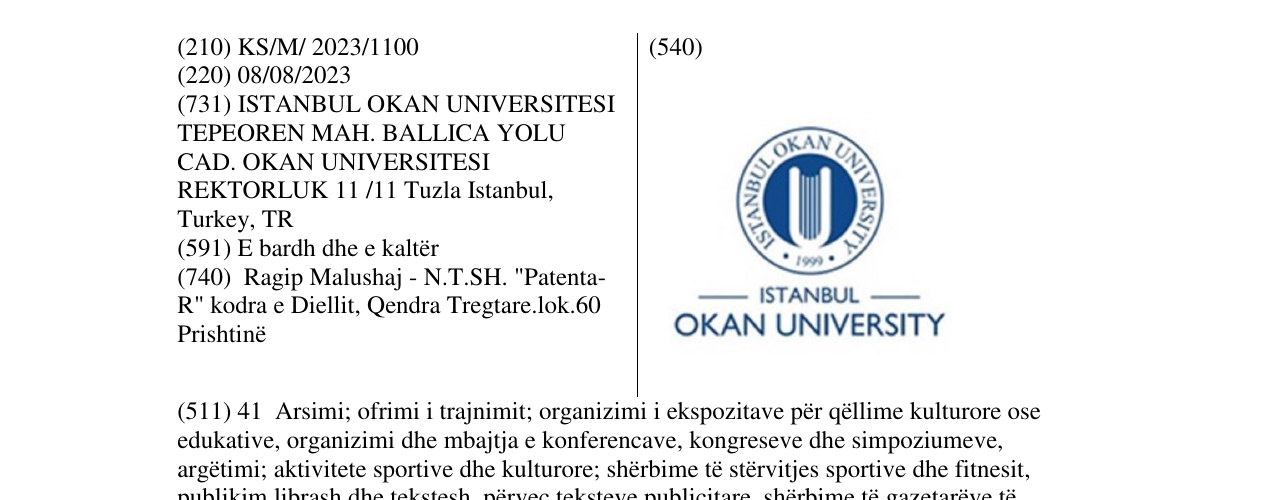 Zëri i markës OKAN UNIVERSITY në buletin